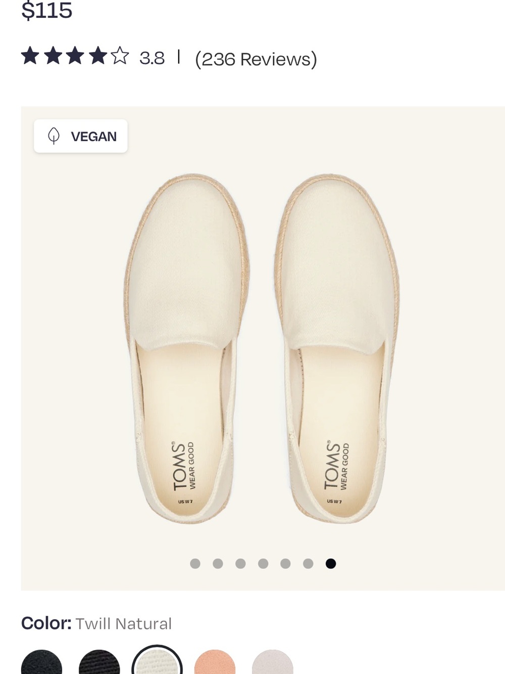 Toms Women's Slip-On Flats in Natural Cream